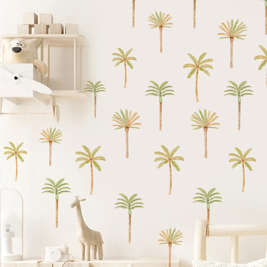Baby Girl Nursery Quotes - Boho สติกเกอร์ติดผนังต้นมะพร้าวต้นปาล์มสำหรับเด็กทารกหญิงเด็กผู้ชายห้องสถานรับเลี้ยงเด็กศิลปะบนผนังรูปลอกการตกแต่งบ้านห้องนอนเด็ก
