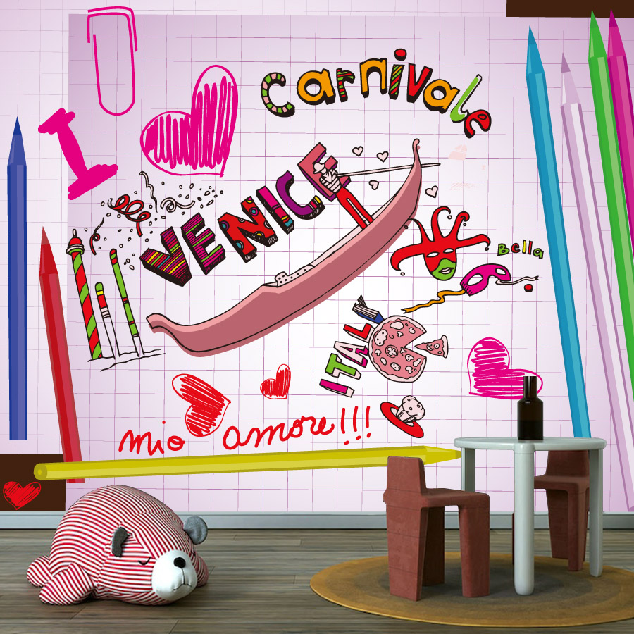 Baby Nursery Peel And Stick Wallpaper - วอลเปเปอร์ลายการ์ตูนติดง่ายแบบลอกและติดสำหรับตกแต่งผนังห้องนั่งเล่น ตกแต่งบ้าน ห้องเด็ก ห้องนอนเด็ก ลายภาพวาดดินสอ