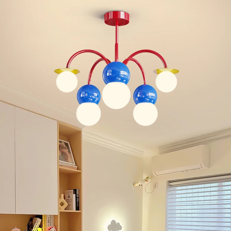 Baby Nursery Light Fixture - โคมไฟระย้าทรงลูกบอล – โคมไฟเพดาน LED สีสันสดใส เหมาะสำหรับห้องเด็ก