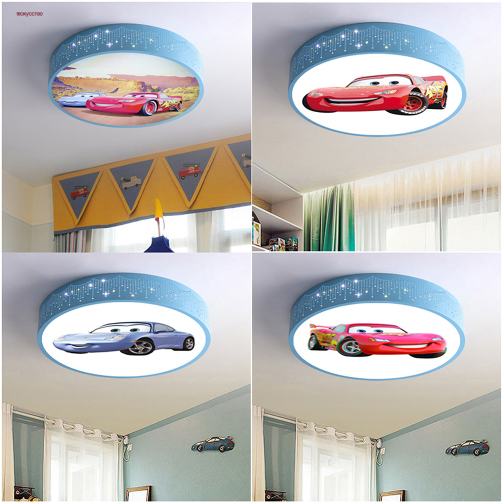 Baby Nursery Light Fixture - รถการ์ตูนรอบโคมไฟเพดาน LED เปลี่ยนรีโมทคอนโทรลเด็กห้องนอนเด็กทางเดินในร่ม Home Deco โคมไฟ
