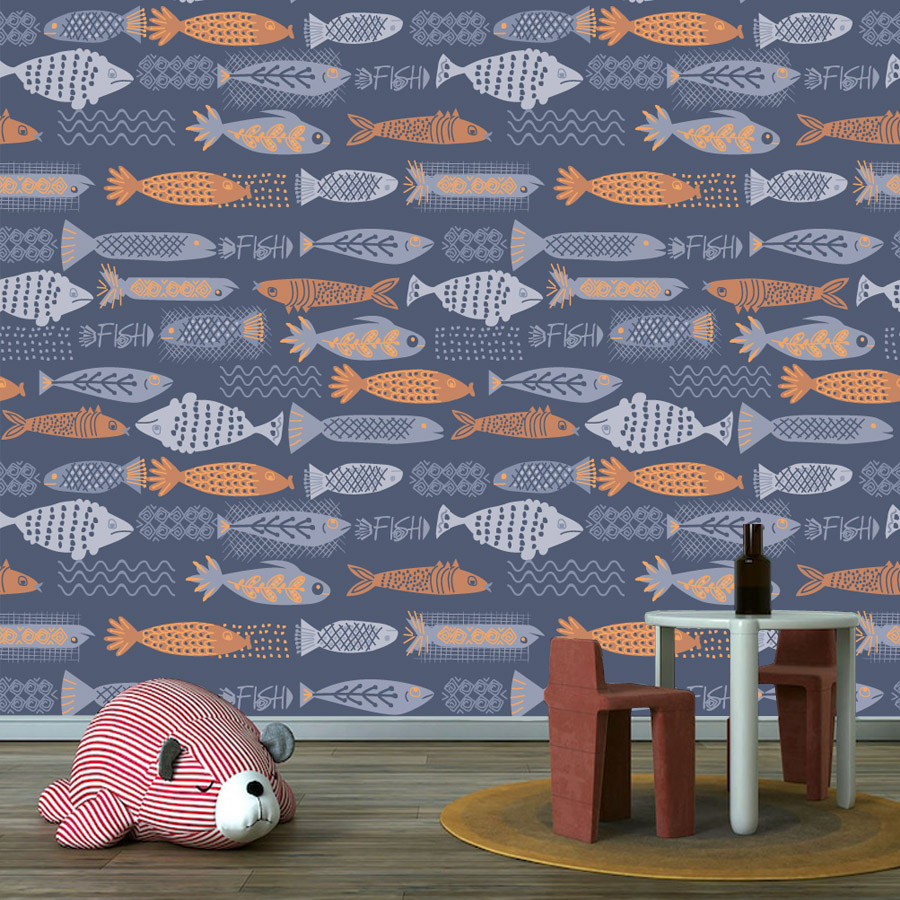 Baby Nursery Peel And Stick Wallpaper - วอลเปเปอร์ลายปลา 10+ แบบ กันน้ำ ติดผนังได้เอง สำหรับตกแต่งห้องนั่งเล่น