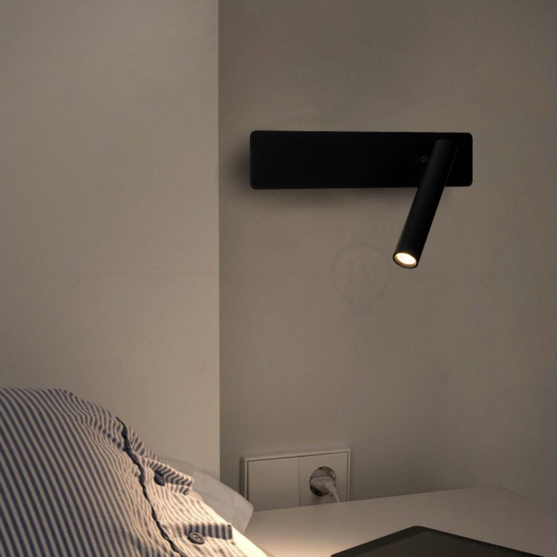 Baby Nursery Wall Lights - โคมไฟติดผนัง LED สีขาวสไตล์นอร์ดิกสำหรับอ่านหนังสือข้างเตียง ปรับมุมหมุนได้ พร้อมสวิตช์ สำหรับห้องนอน
