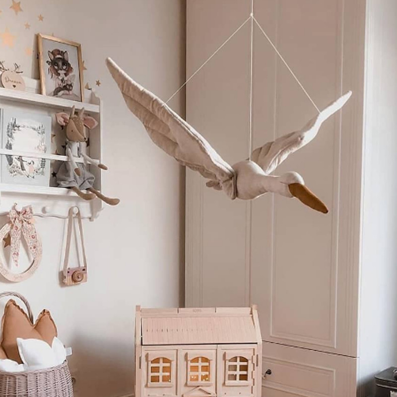 Baby Nursery Decor Girl - ของตกแต่งห้องเด็กผู้หญิงแบบใหม่ ตุ๊กตาหงส์แขวนผนังสุดสร้างสรรค์ ของตกแต่งห้องนอนเด็ก ผ้าห่มนุ่มสบาย