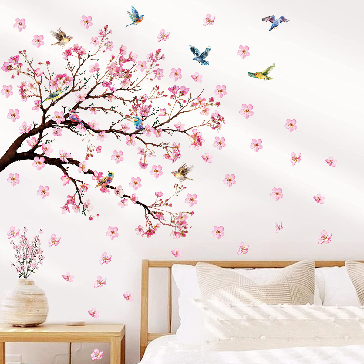 นกสีน้ําดอกไม้สติ๊กเกอร์ติดผนั - Baby Girl Nursery Quotes บทวิจารณ์และราคา