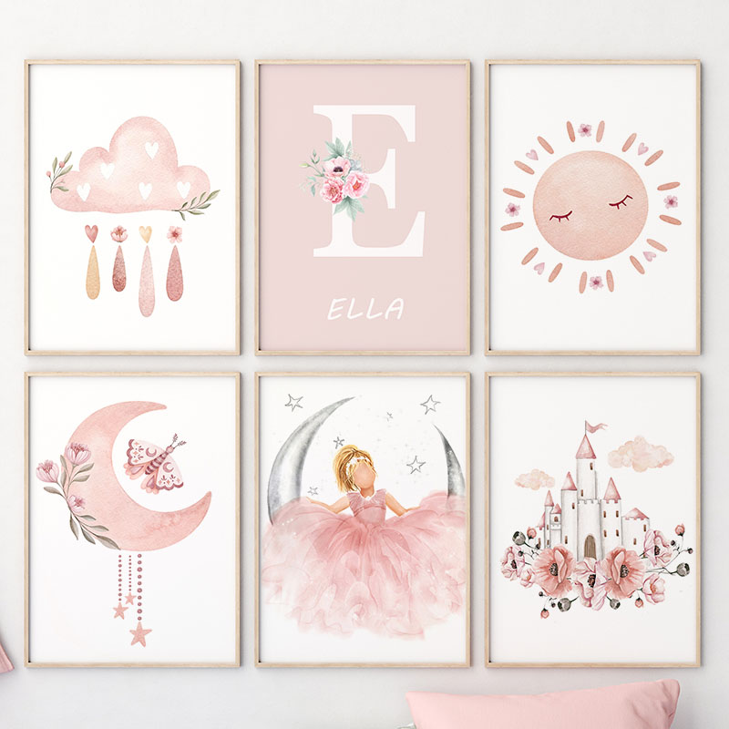 Pink Angel Girl Sun Moon Cloud - Baby Nursery Decor Girl บทวิจารณ์และราคา