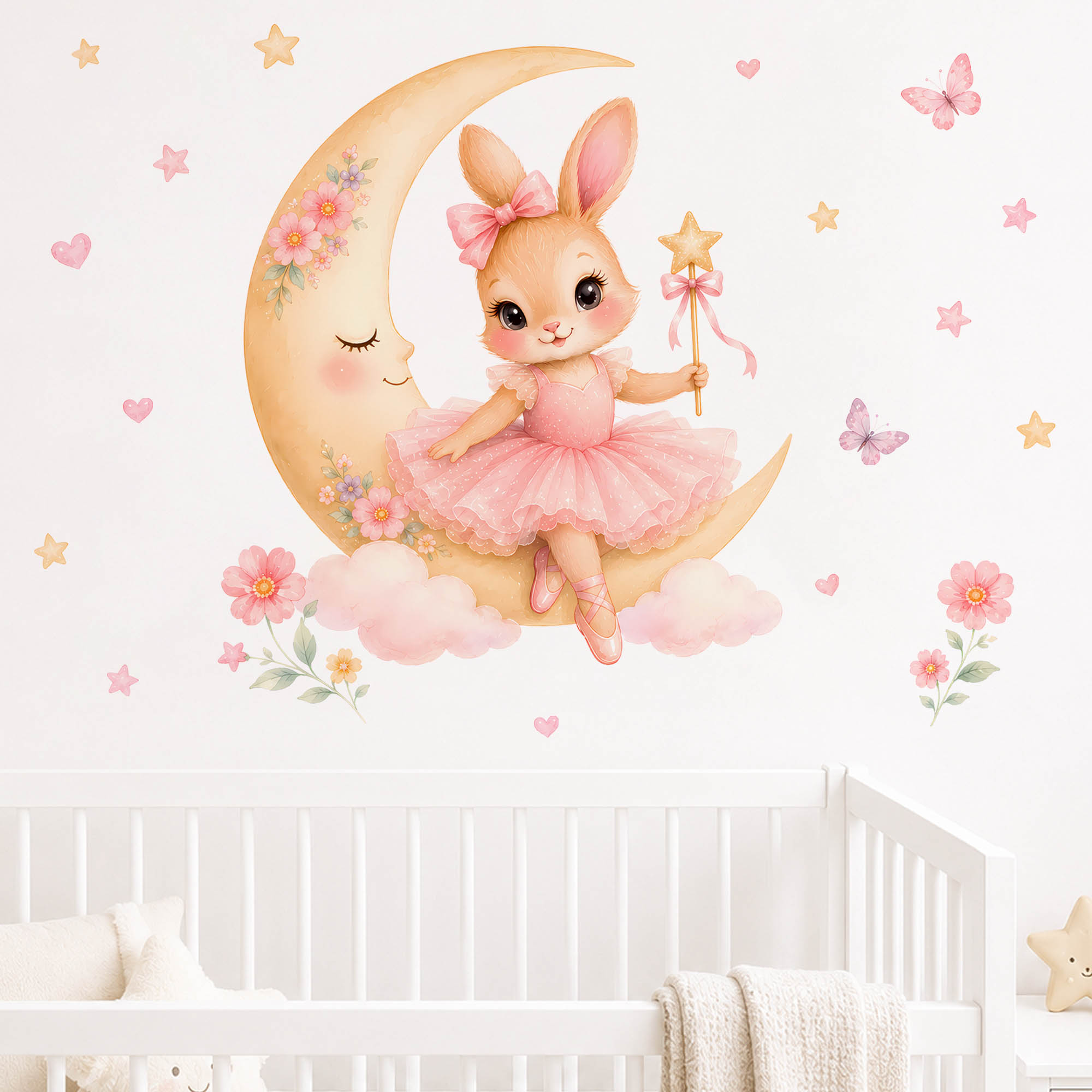 สติ๊กเกอร์ติดผนังลายกระต่ายนัก - Baby Girl Nursery Quotes บทวิจารณ์และราคา