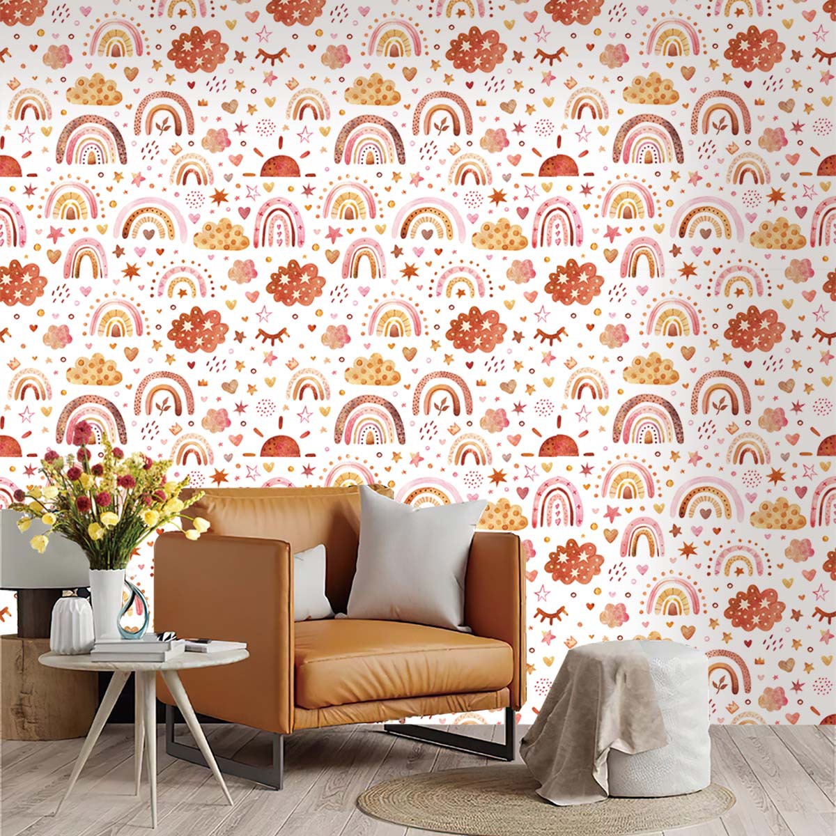 วอลเปเปอร์ลายโบโฮเรนโบว์สำหรับ - Baby Nursery Peel And Stick Wallpaper บทวิจารณ์และราคา