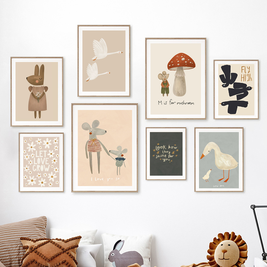 Boho โปสเตอร์การ์ตูนรูปหนูและห - Baby Nursery Frames บทวิจารณ์และราคา