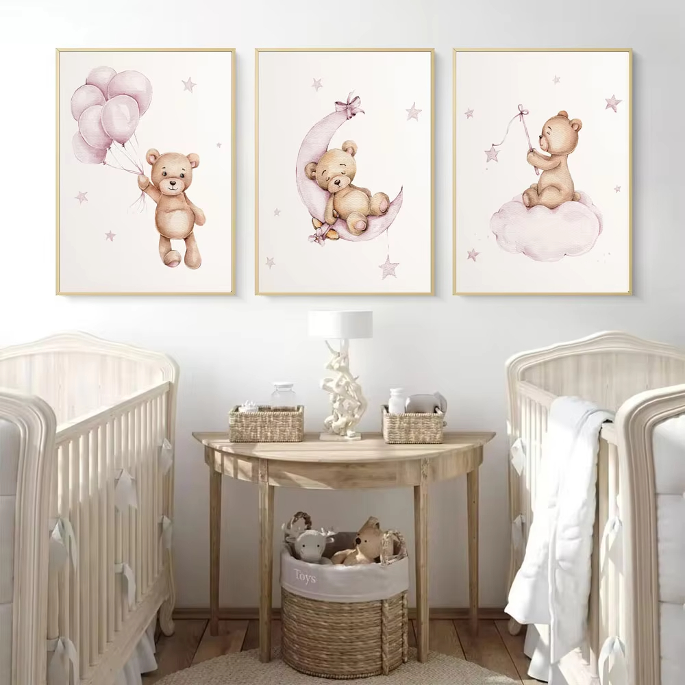 ภาพตกแต่งผนังห้องเด็ก ลายหมีเท - Baby Nursery Decor Girl บทวิจารณ์และราคา